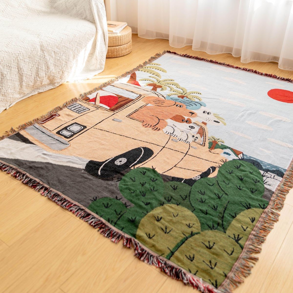 リラックスグッズ ワクワク冒険キャンピングカーの膝掛け