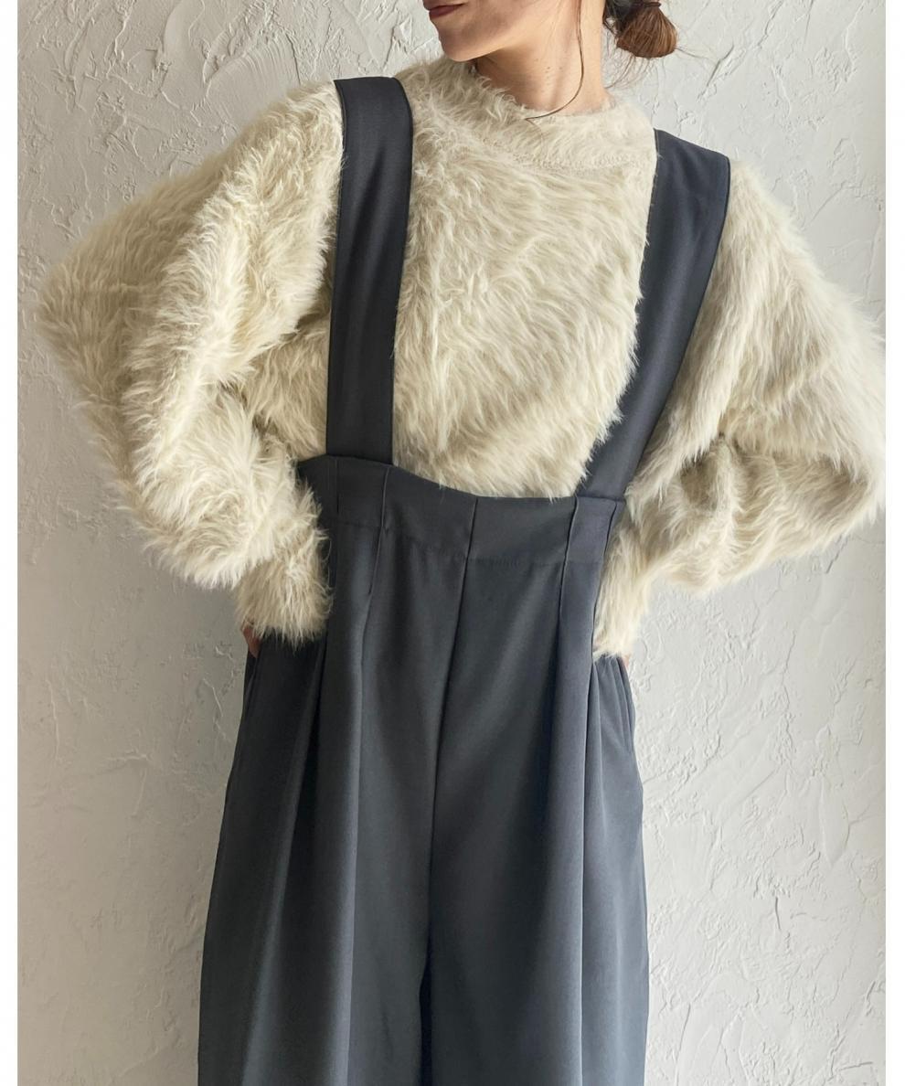 体型カバー 着心地ゆったり上品サロペット