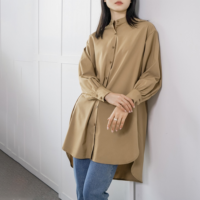 体型カバー ゆったりシルエット長めシャツ