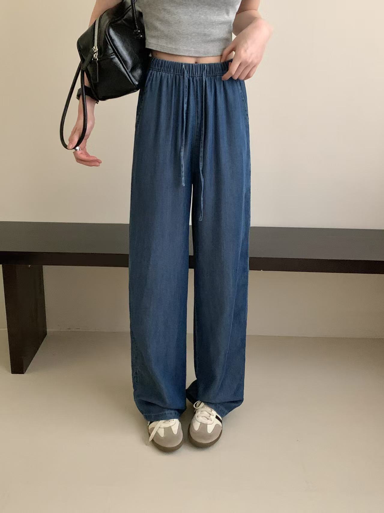 体型カバー ゆったりシルエット楽ちんワイドパンツ