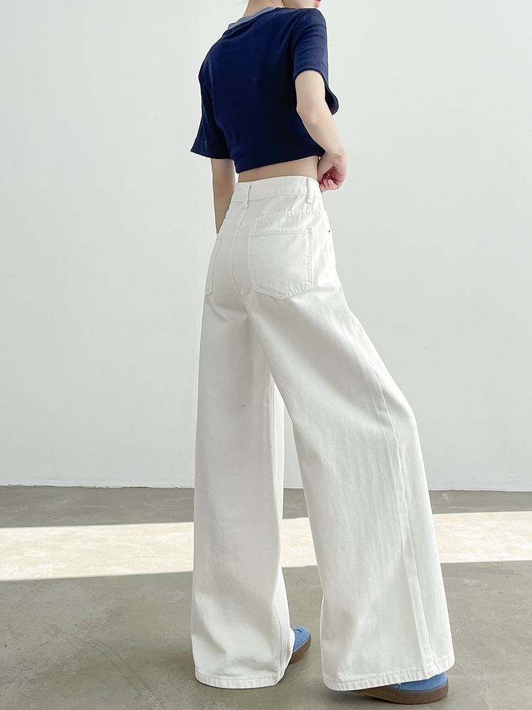 体型カバー ゆったりワイドシルエットデニム