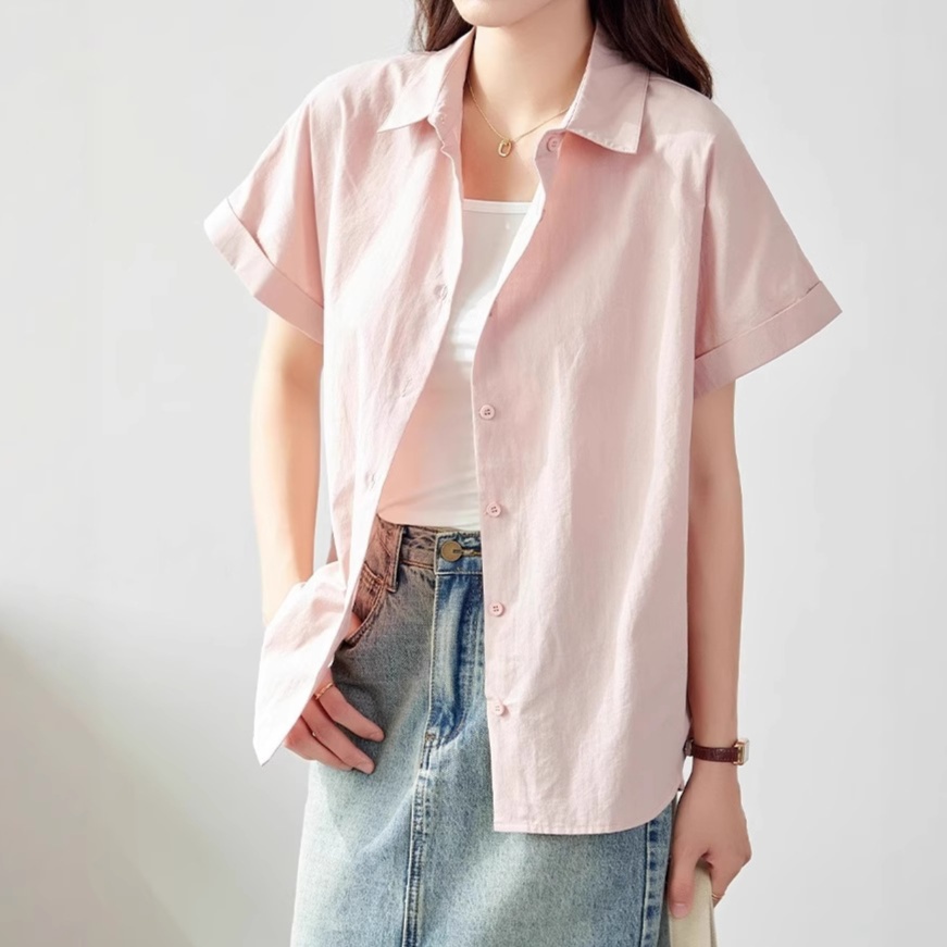 体型カバー ゆったりシルエット半袖シャツ