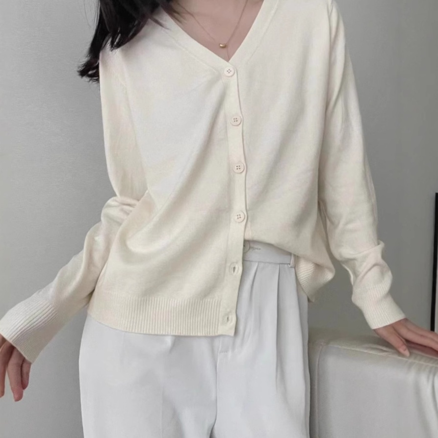 体型カバー ゆったりシルエット 美ライン長袖カーディガン