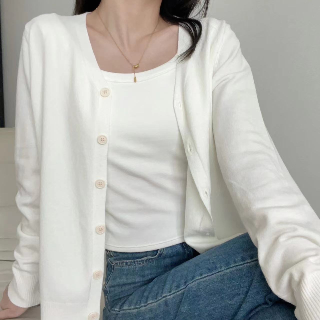 体型カバー ゆったりシルエット 美ライン長袖カーディガン