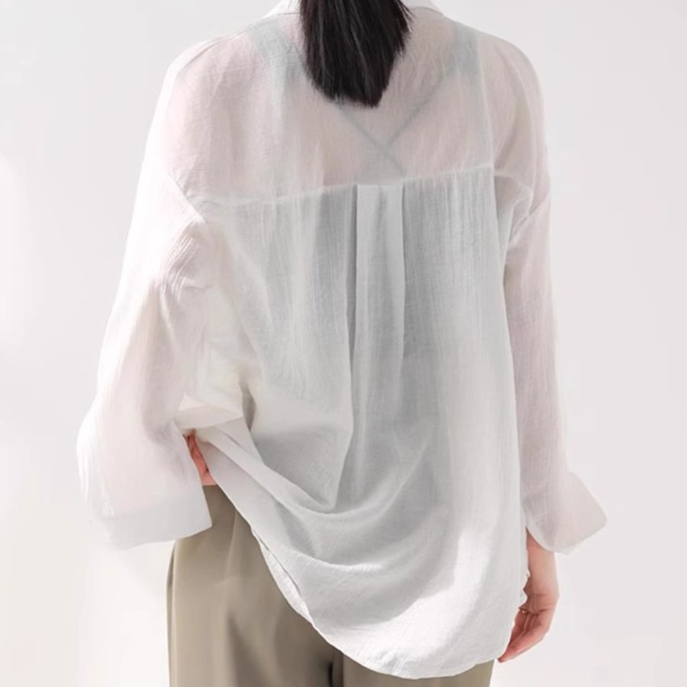 体型カバー 涼やか透かし素材 ゆったりシャツ