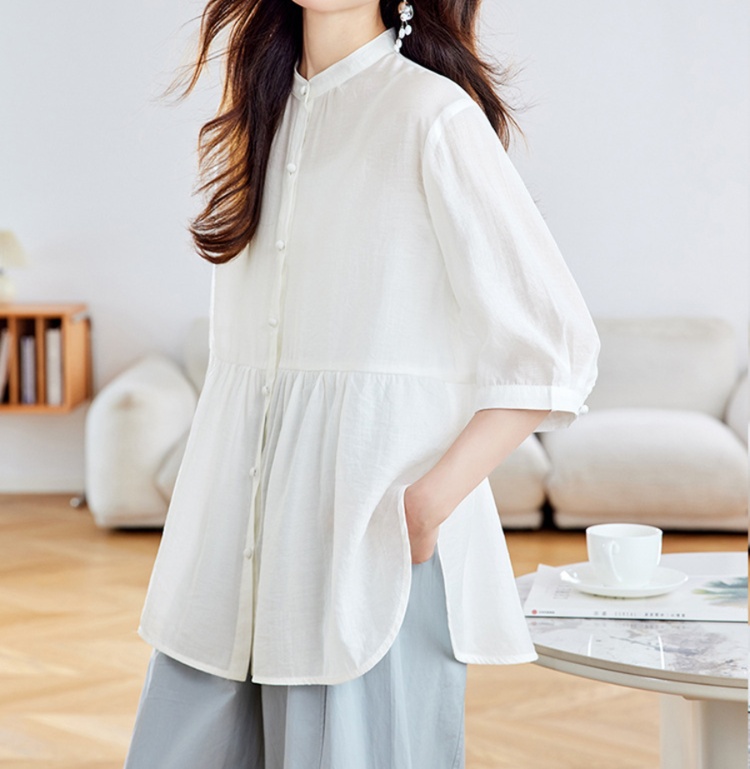 体型カバー ゆったりペプラムシルエットブラウス