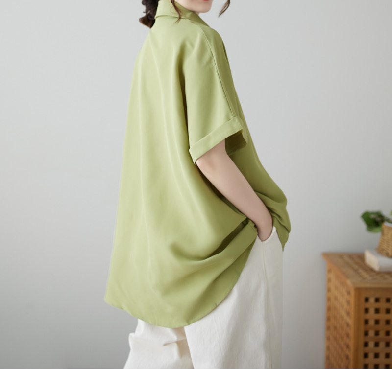 体型カバー ゆったりシルエット半袖シャツ