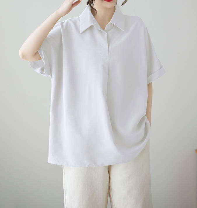 体型カバー ゆったりシルエット半袖シャツ