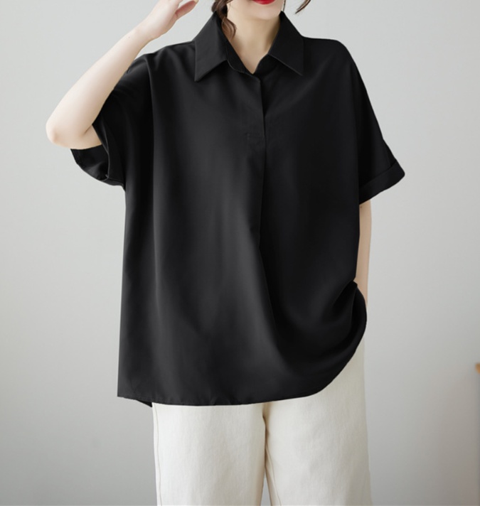 体型カバー ゆったりシルエット半袖シャツ
