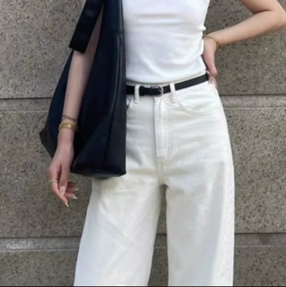 体型カバー 美脚効果抜群ワイドデニム
