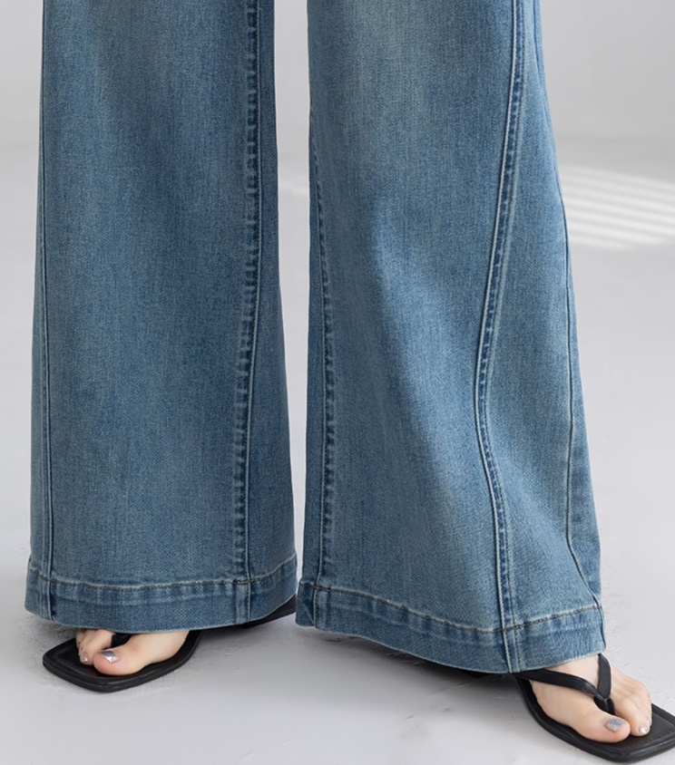 体型カバー 美脚効果抜群ワイドデニムパンツ