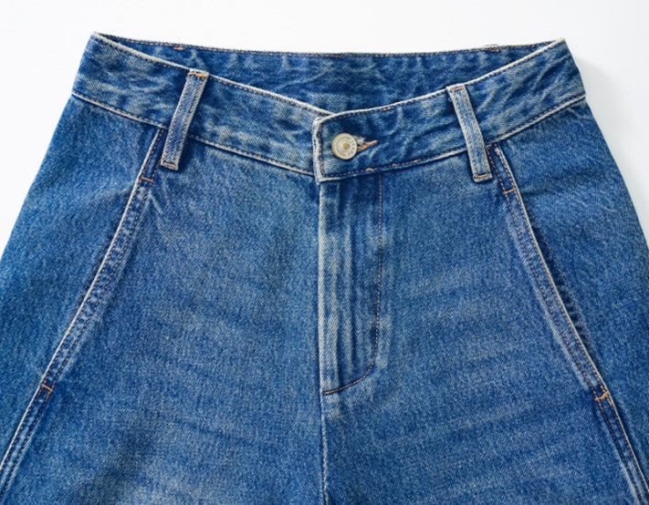体型カバー ゆったり美脚ワイドサイドラインデニム