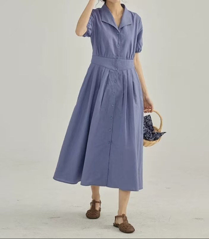 体型カバー ゆったりシルエットシャツワンピース