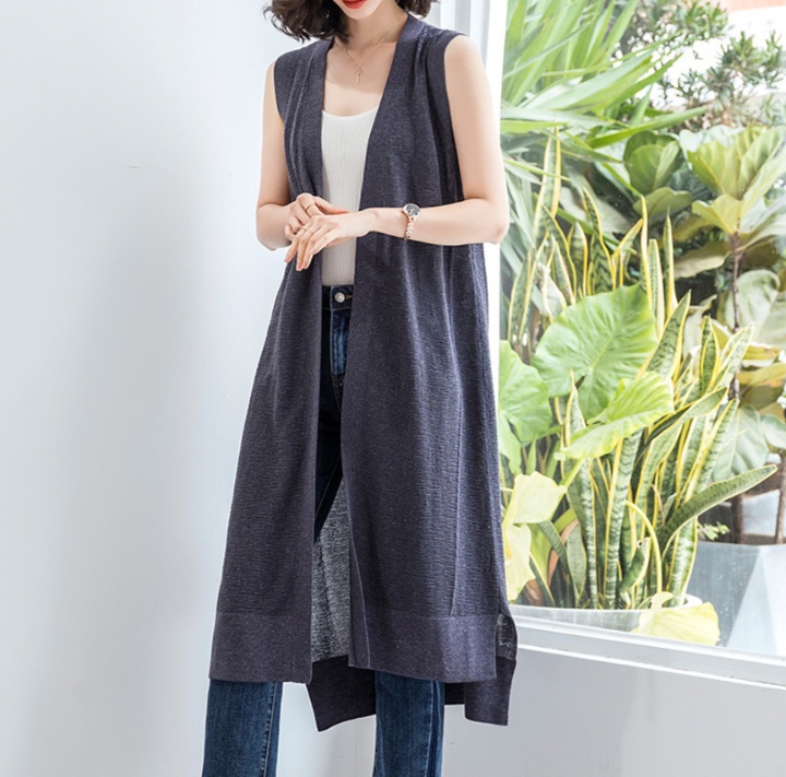 体型カバー すらりとシルエット ロング丈ジレ