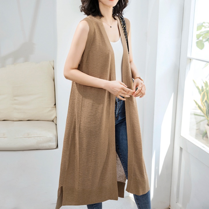 体型カバー すらりとシルエット ロング丈ジレ