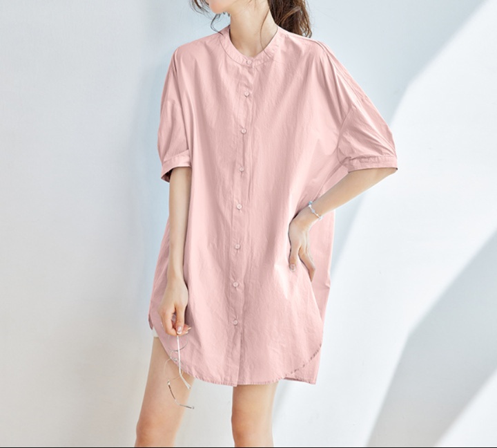 体型カバー ゆったりシルエットシャツワンピース