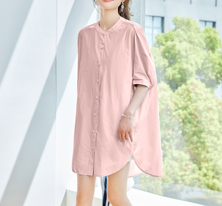 体型カバー ゆったりシルエットシャツワンピース