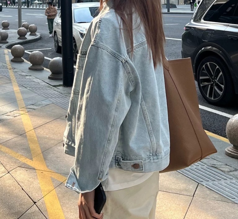 体型カバー ゆったりデニムオーバージャケット