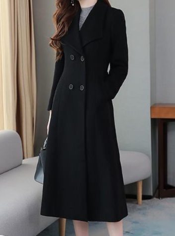 体型カバー すらりと魅せる ロング丈ウールコート