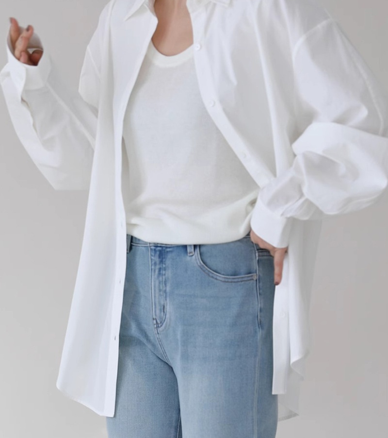 体型カバー ゆったり着こなしストライプ柄シャツ