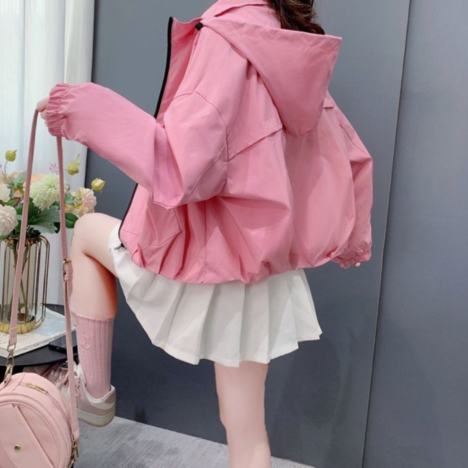 体型カバー ゆったりシルエット フード付きブルゾン