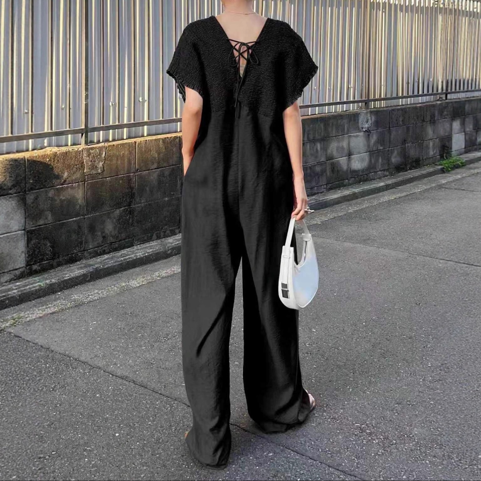 体型カバー 優美シルエット 大人のゆったりオールインワン