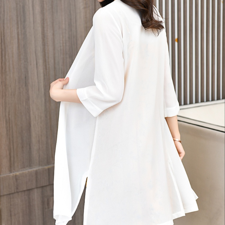 体型カバー 薄手ロングカーディガン