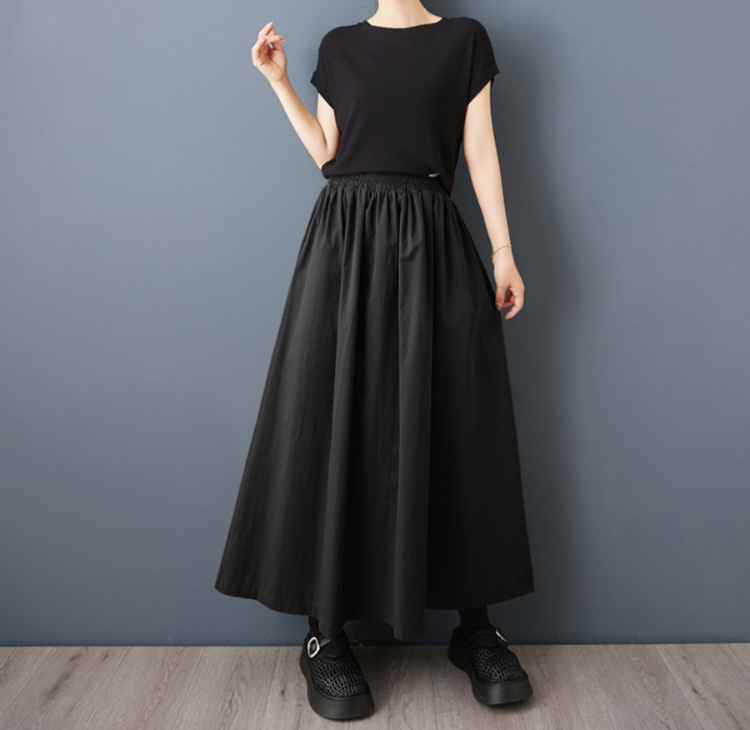 体型カバー ゆったりシルエット マキシ丈フレアスカート