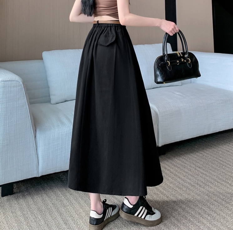 体型カバー ゆったりシルエット マキシ丈フレアスカート