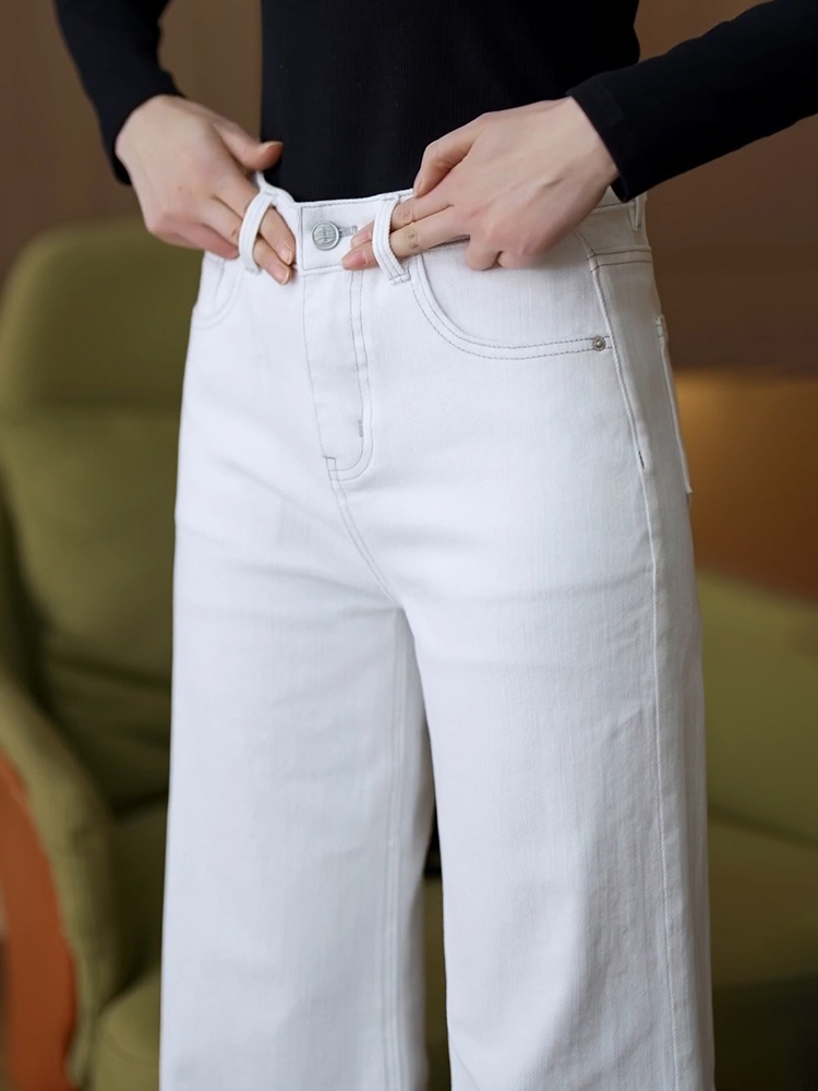 体型カバー すっきり美脚ワイドデニムパンツ
