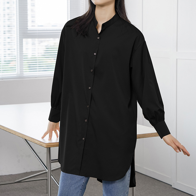 体型カバー ゆったりシルエット長めシャツ