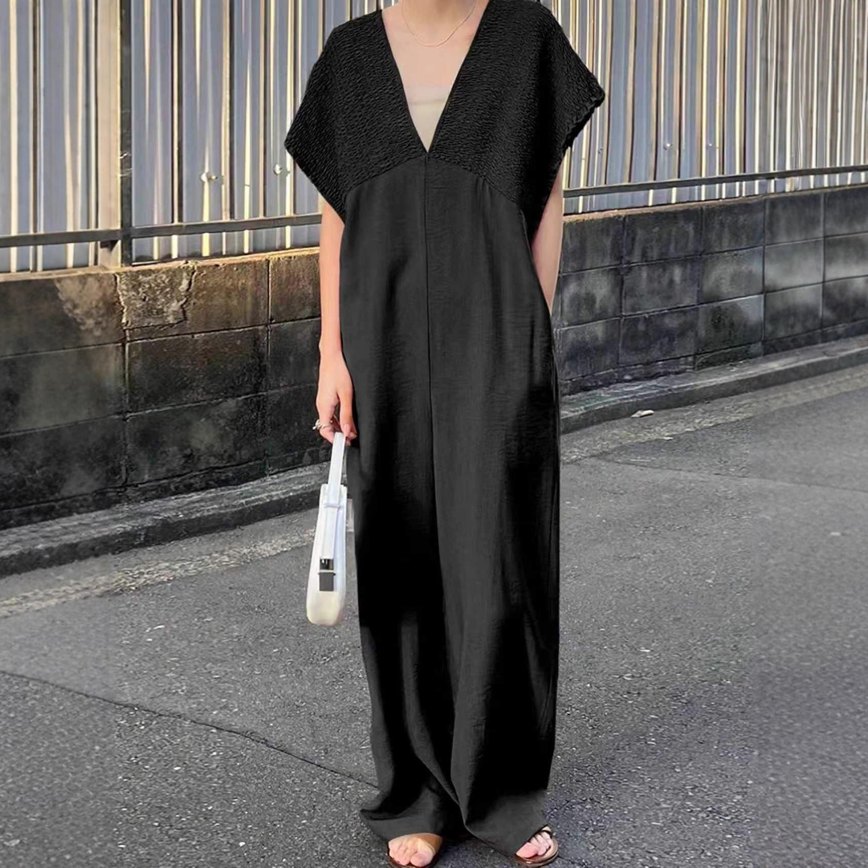 体型カバー 優美シルエット 大人のゆったりオールインワン