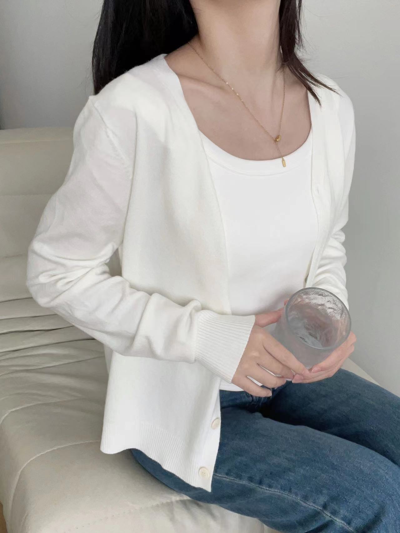 体型カバー ゆったりシルエット 美ライン長袖カーディガン