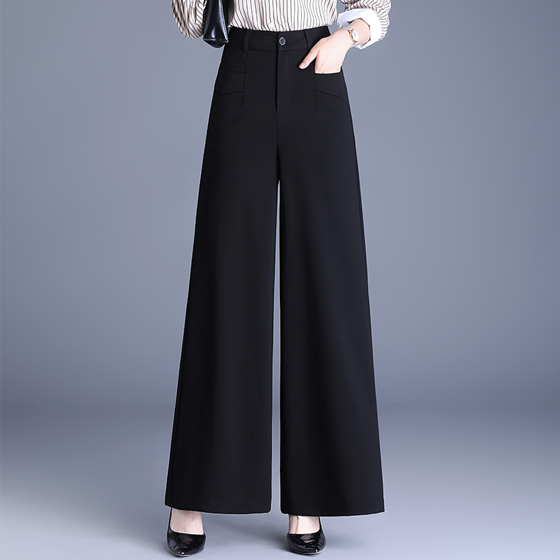 体型カバー 美脚効果抜群のロング丈ワイドパンツ