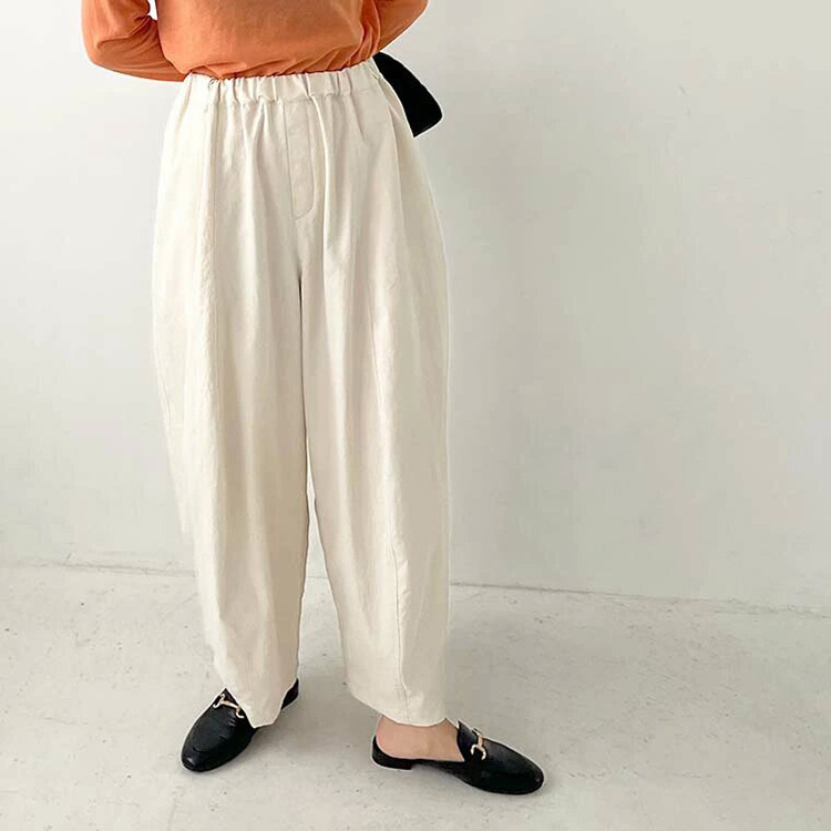 体型カバー ゆったりワイドシルエットパンツ