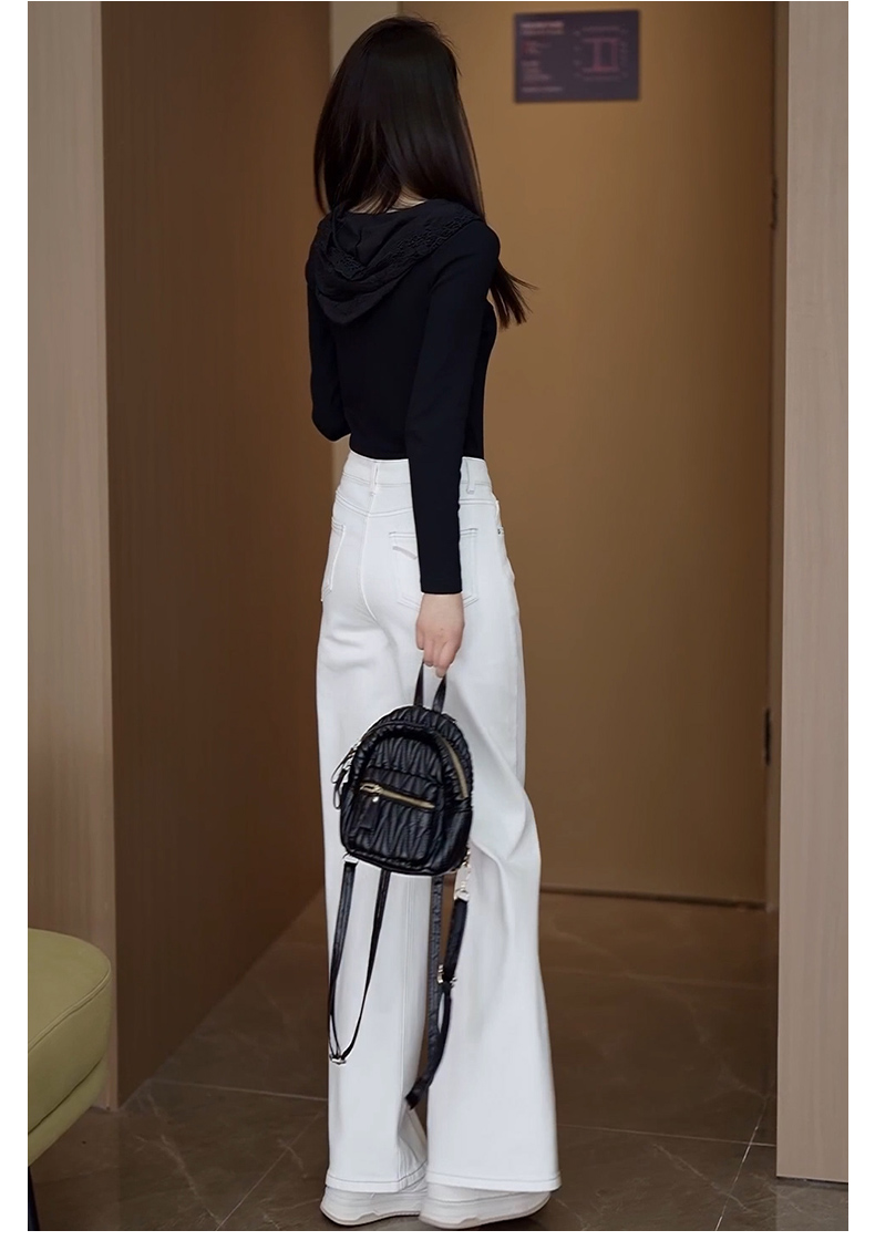 体型カバー すっきり美脚ワイドデニムパンツ