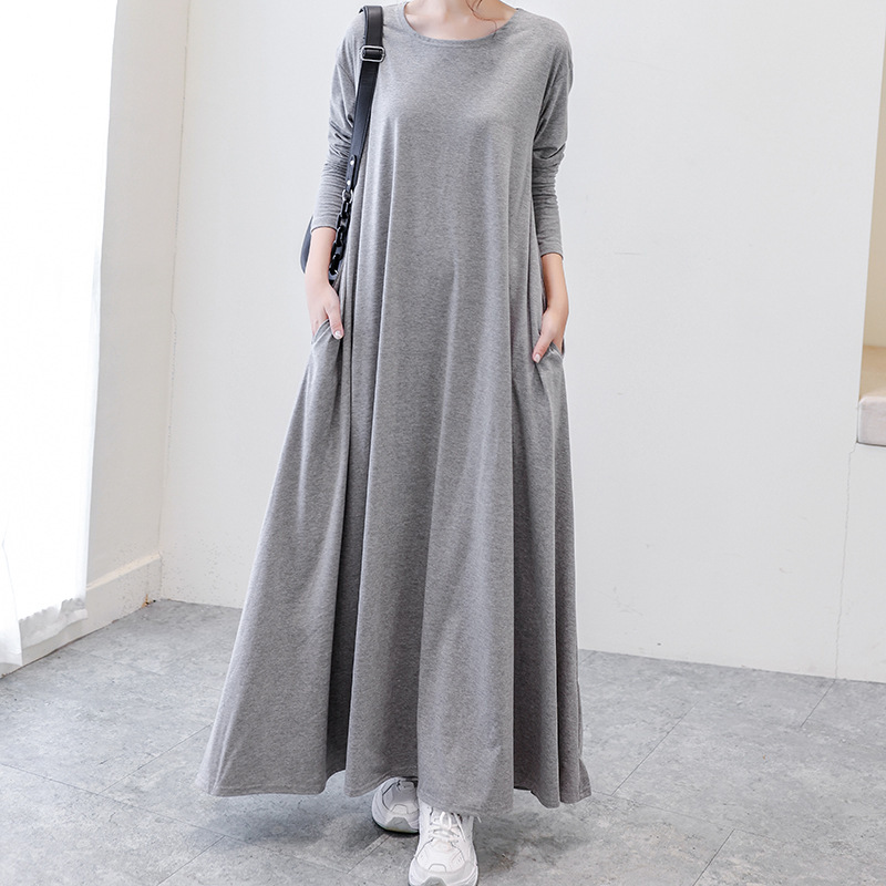 ゆったりシルエット体型カバーマキシワンピース