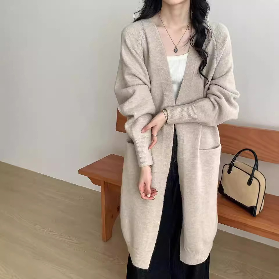 体型カバー ゆったりシルエット長め丈カーディガン