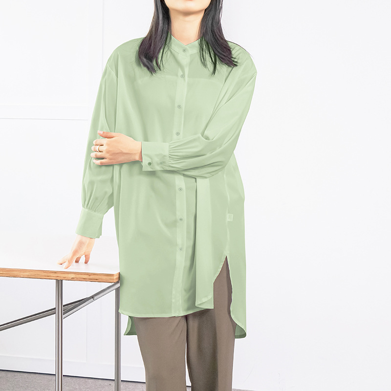 体型カバー ゆったりシルエット長めシャツ