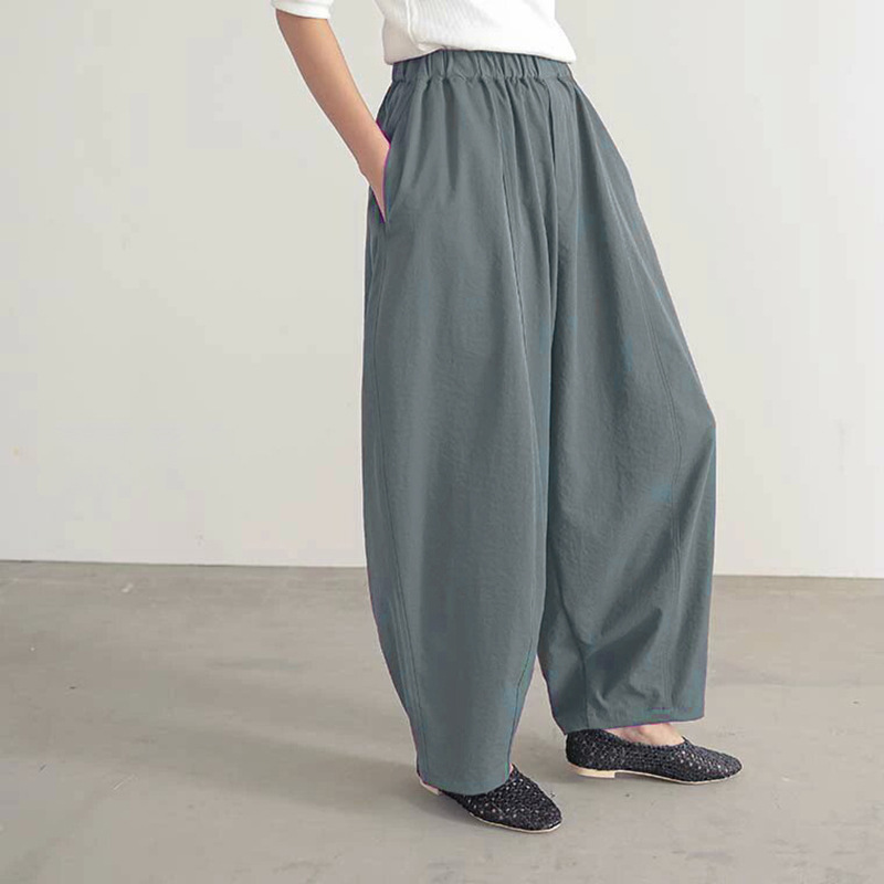体型カバー ゆったりワイドシルエットパンツ