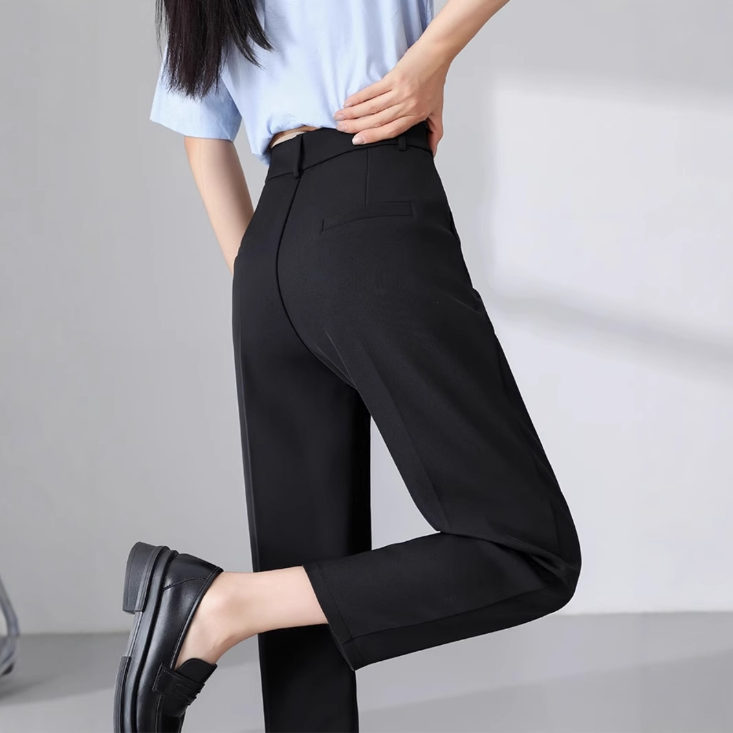 体型カバー 美シルエット オフィスストレートパンツ