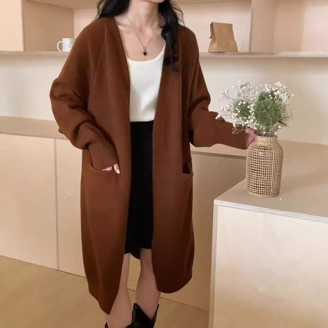 体型カバー ゆったりシルエット長め丈カーディガン