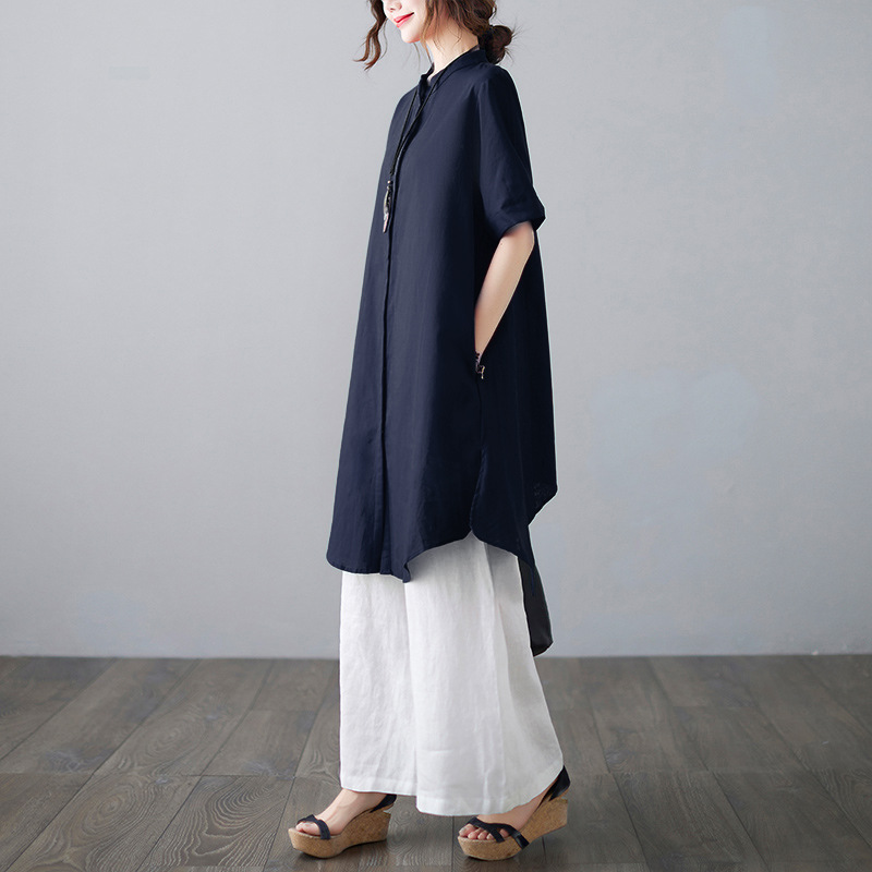 体型カバー ゆったりシルエット 変形裾チュニック