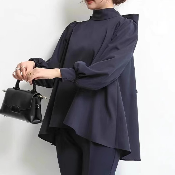 体型カバー ゆったりシルエットの立体感ブラウス