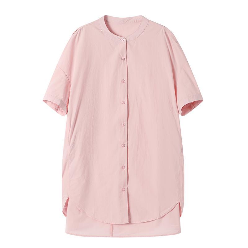 体型カバー ゆったりシルエットシャツワンピース