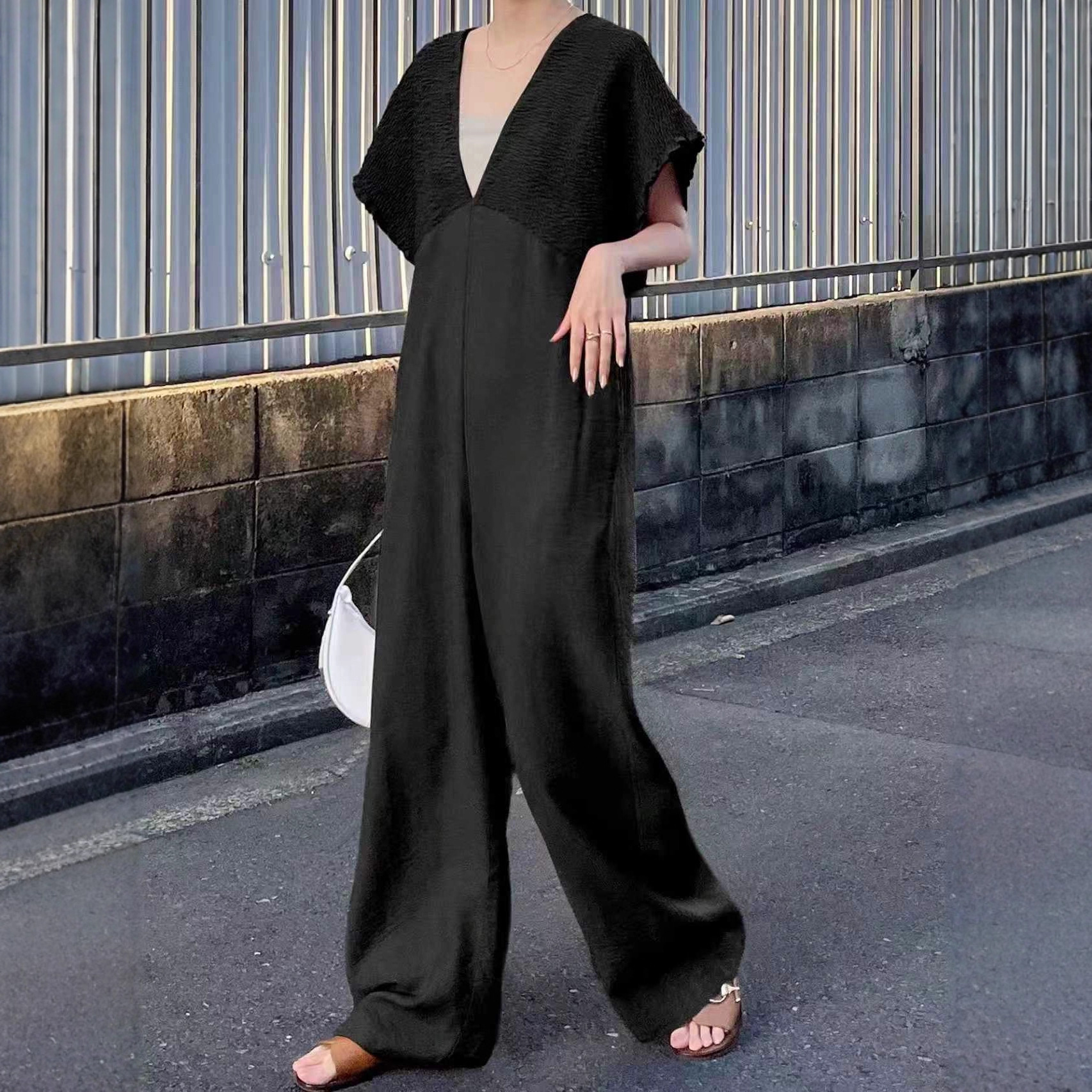 体型カバー 優美シルエット 大人のゆったりオールインワン