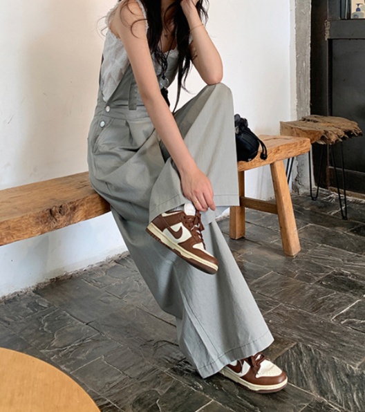 オールインワンコーデ ワイドシルエット リネン風サロペット