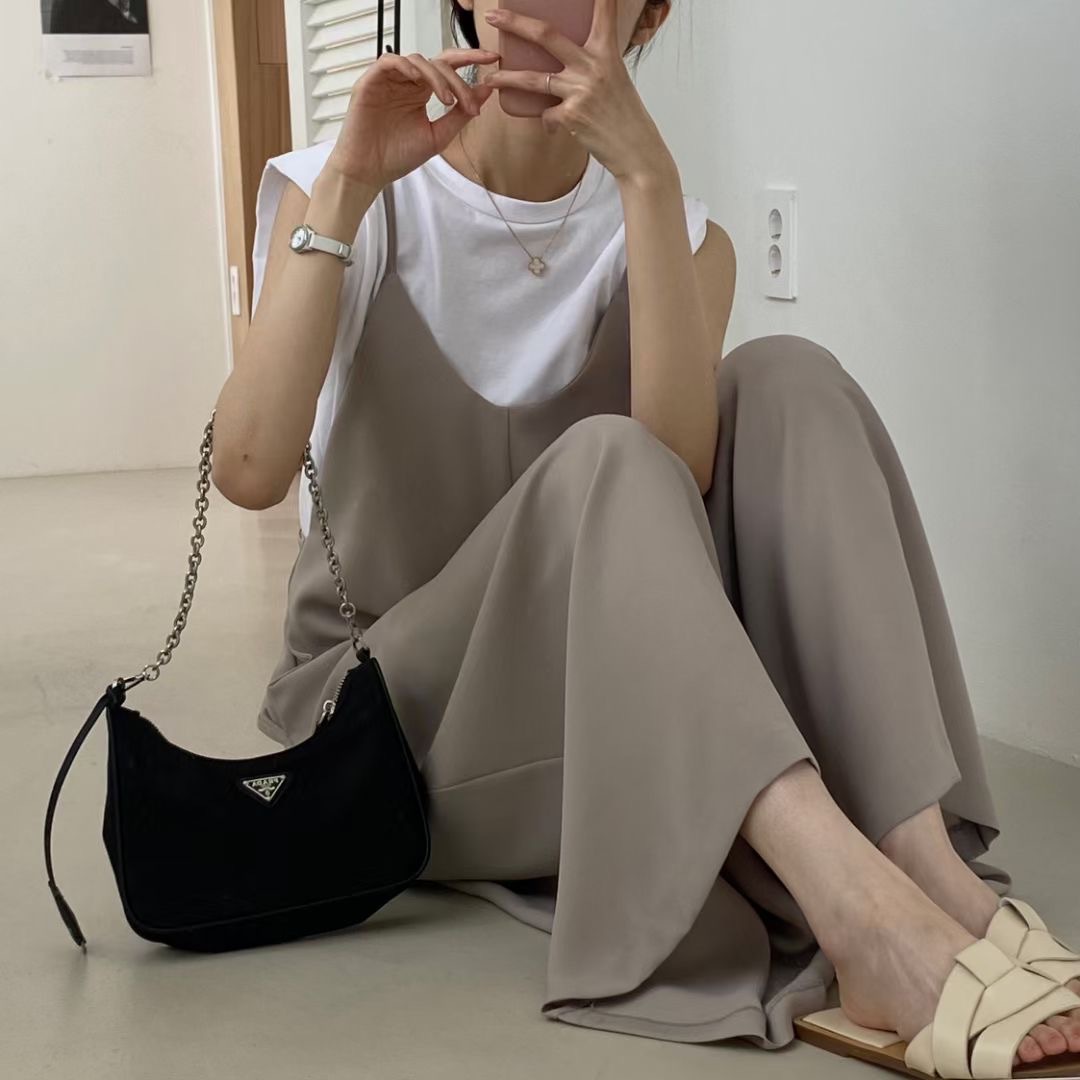 オールインワンコーデ 楽ちん重ね着キャミサロペット