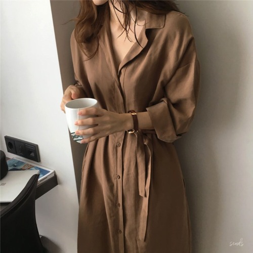 オールインワンコーデ シンプルラップデザインロングワンピース