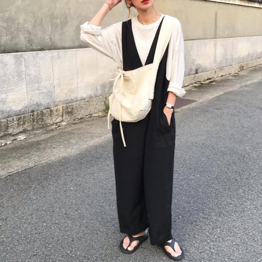 オールインワンコーデ ゆったりシルエットサロペットパンツ